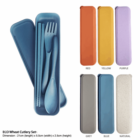Eco Wheat Cutlery Set - spoon, fork, chopsticks