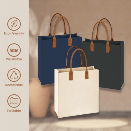 Felt 2 Tone Tote Bag - 31cm(L) x 31cm(W) x 13cm(D)