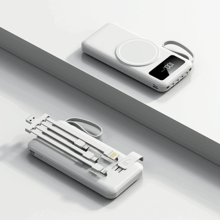 Wireless PowerBank 10000mAh - 4 detachable cables