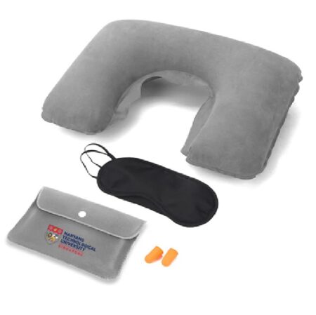 Inflatable Neck Pillow with Eye Mask and Ear Plugs Set